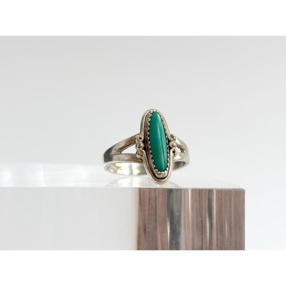 XL Turquoise Bell Trading Post Southwest Style Sterling Silver 925 Ring - sz 7 - Picture 9 of 10